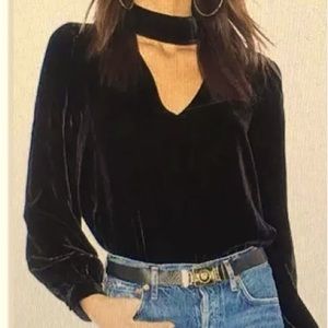 Paige Black Velvet Tamar Top